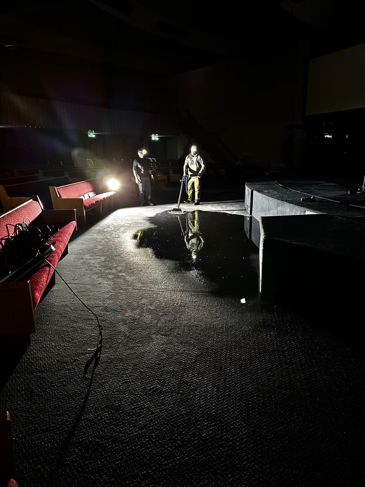 Emergency restoration team responding at night