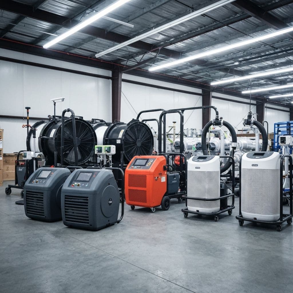 Professional water damage extraction equipment on-site